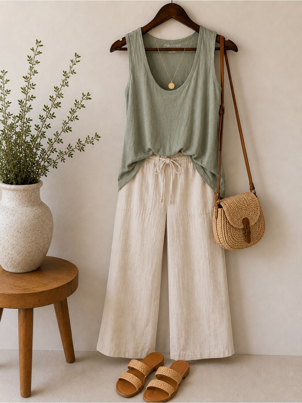 Maurices | Sage Green Tank Top | Size Large | Sleeveless | Scoop Neck